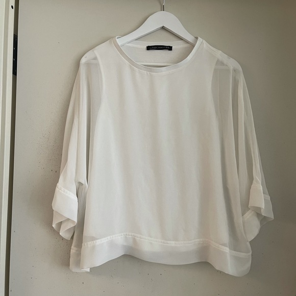 Zara Tops - Zara Woman White Sheer Sleeves Blouse
